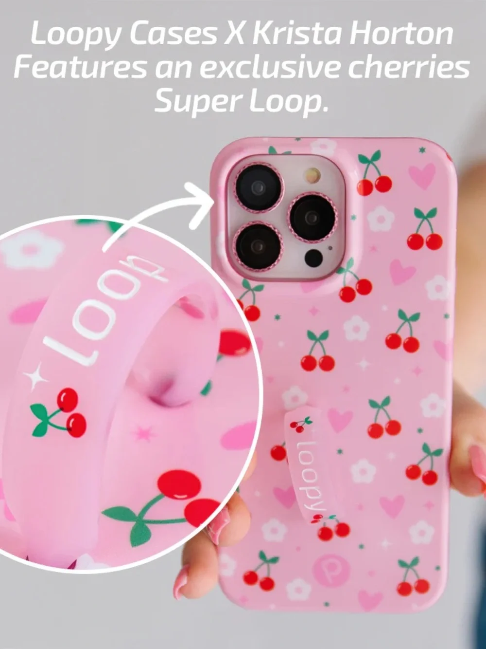 Loopy Case Cherry Cute X Krista Horton Collab Cherries & Bows iPhone 14 Pro Max